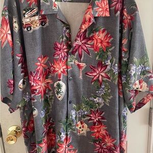 Tommy Bahama Shirt Mens Silk 4XL B Poinsettia Holiday Camp Hawaiian Tropical